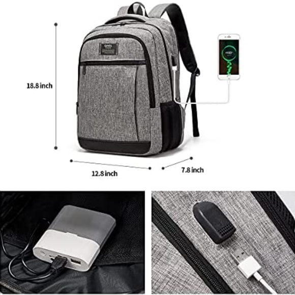 New Multi Use Water Resistant USB Charging Port Backpack w Bonus Sports Bottle - Picture 3 of 6